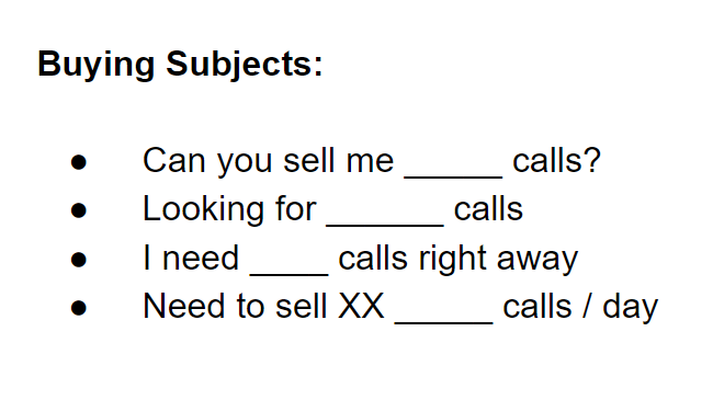 Example Buying Subject Lines for Outreach
