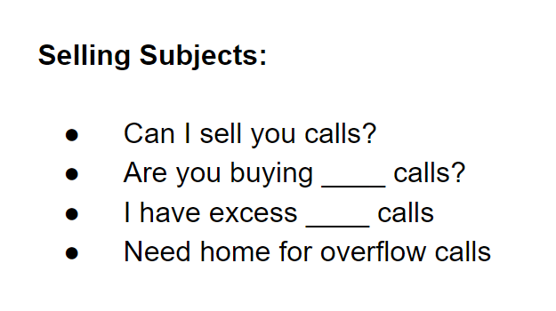 Example Seller Subject Lines for Outreach