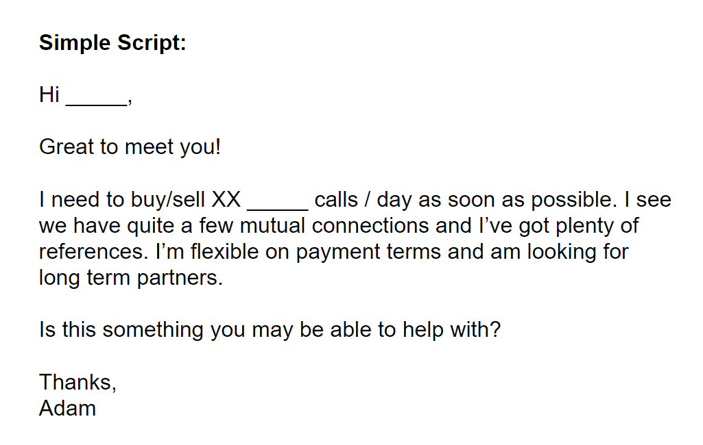 Pay Per Call Business Development for LinkedIn or Email - Simple Outreach Script 