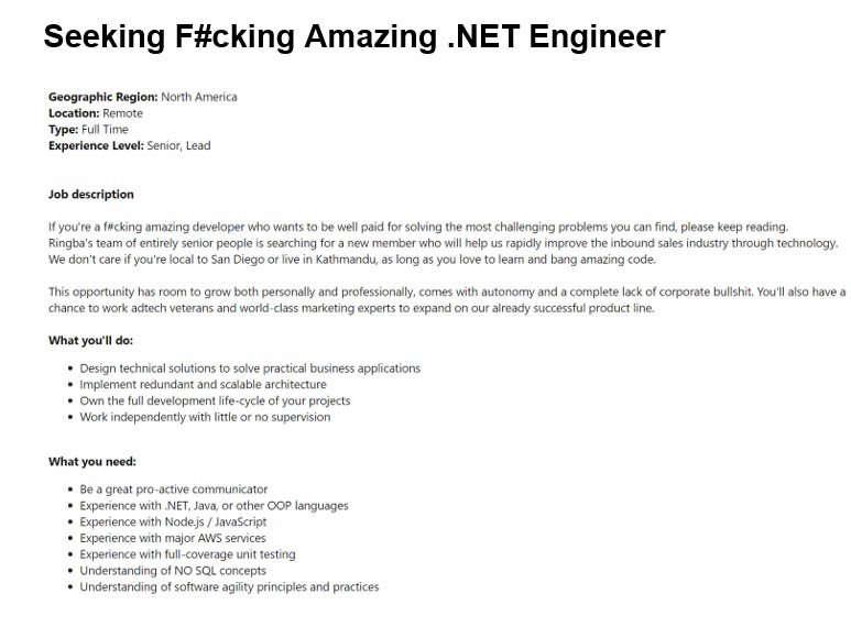 Example of a job description