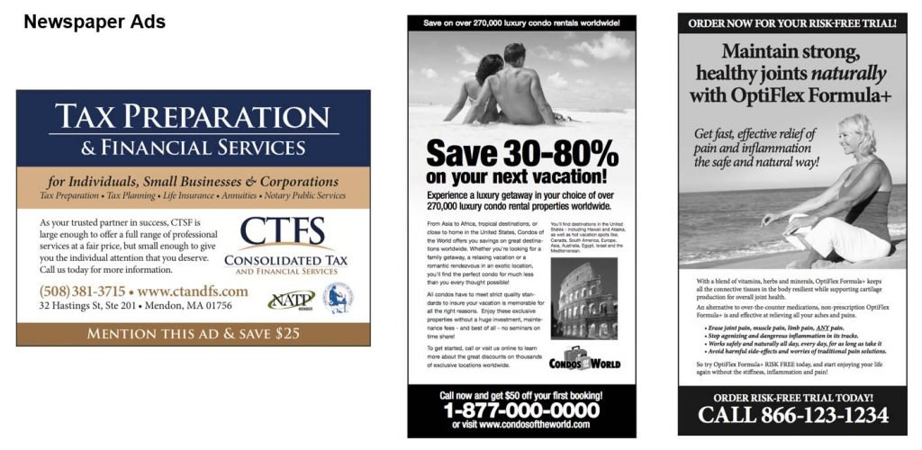 Newspaper advertisement examples