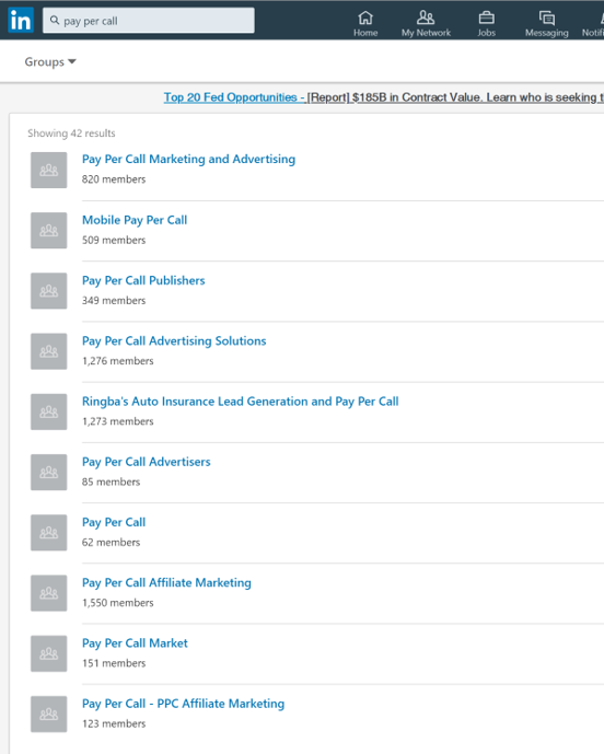 LinkedIn Groups for Pay Per Call - Business Development for Pay Per Call